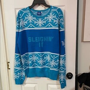 Three Olives Vodka Sweater - Teal & Blue "Sleighin' It". Size XL
